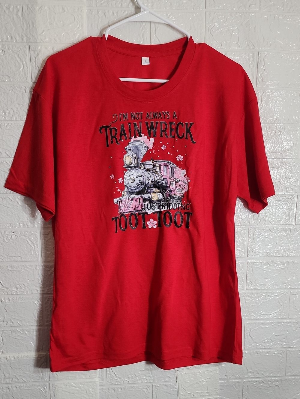Red Short-Sleeve Graphic Tee - Train Wreck Too Toot